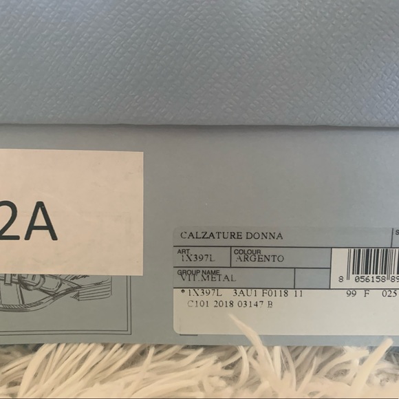 Prada Silver Leather Slingback Block-Heel Sandals - Picture 7 of 10